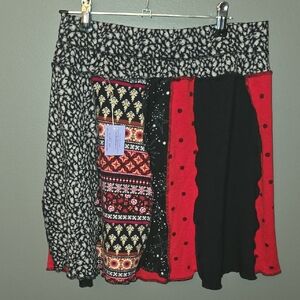 Chic One Of A Kind Red and Black Skirt
